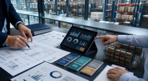 倉庫会社の価値評価とデューデリジェンス資料を確認するテーブル